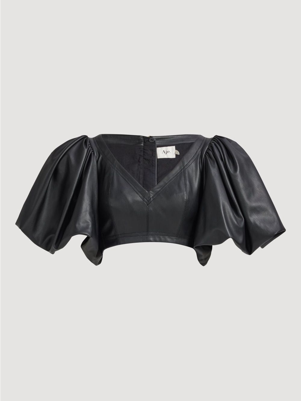 Aje Spoken Puff Sleeve Crop Top In Black Size 6
